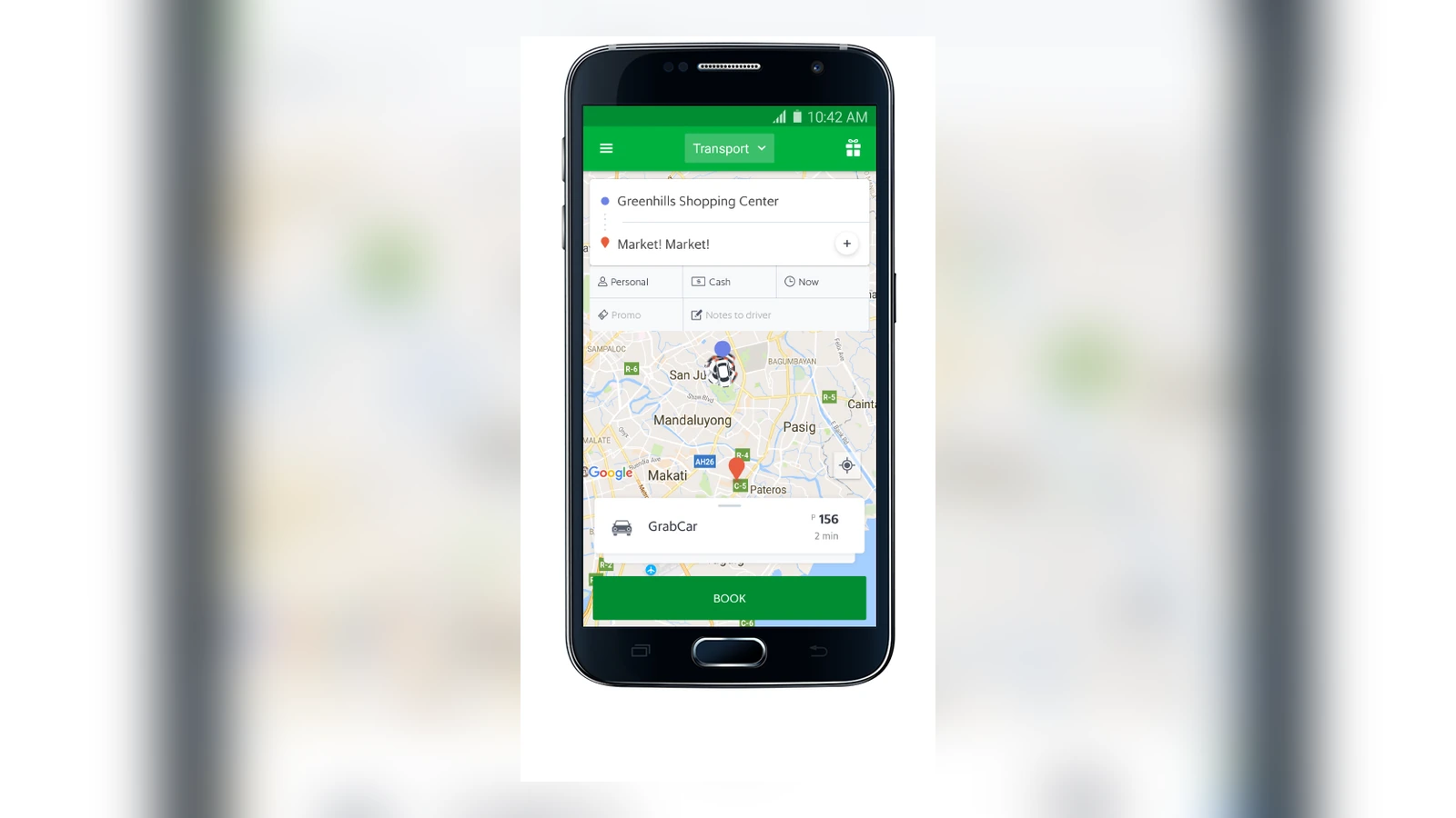 Grabの予約方法を示すセブの写真