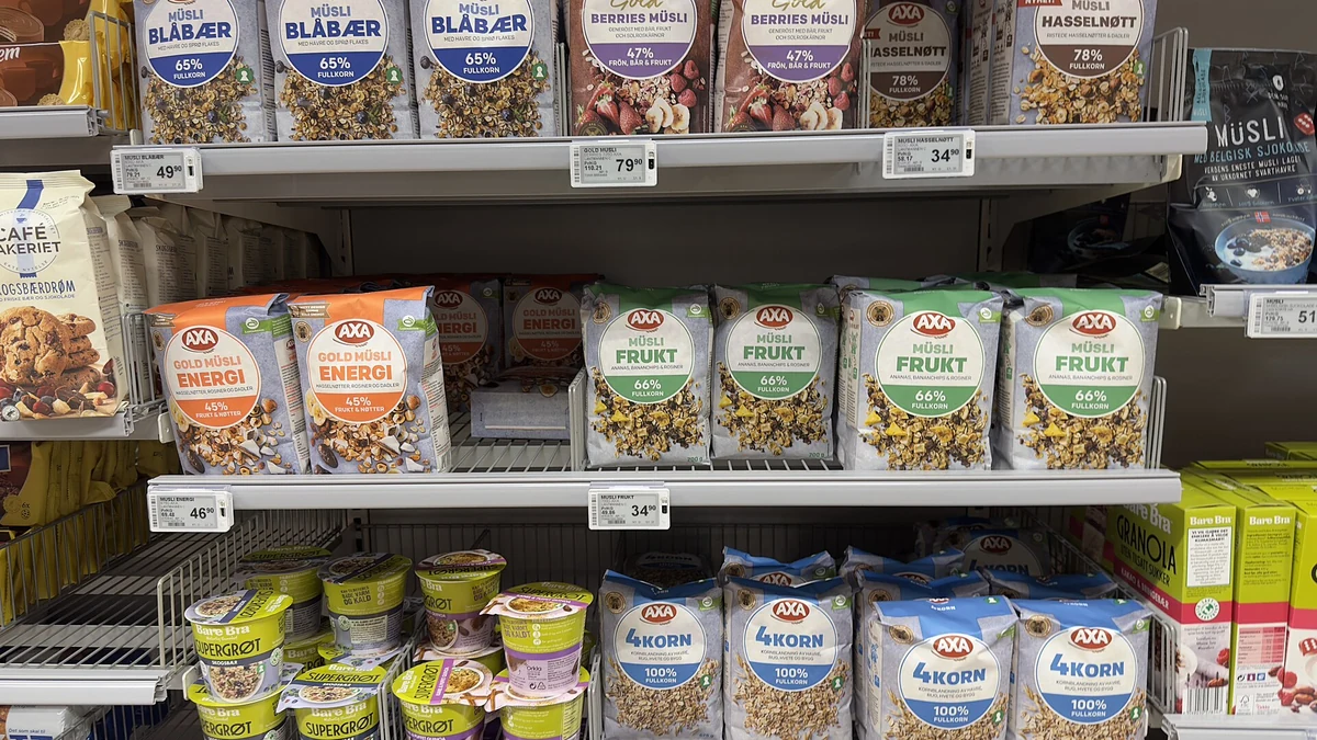 食品や日用品が並ぶSupermarketの棚