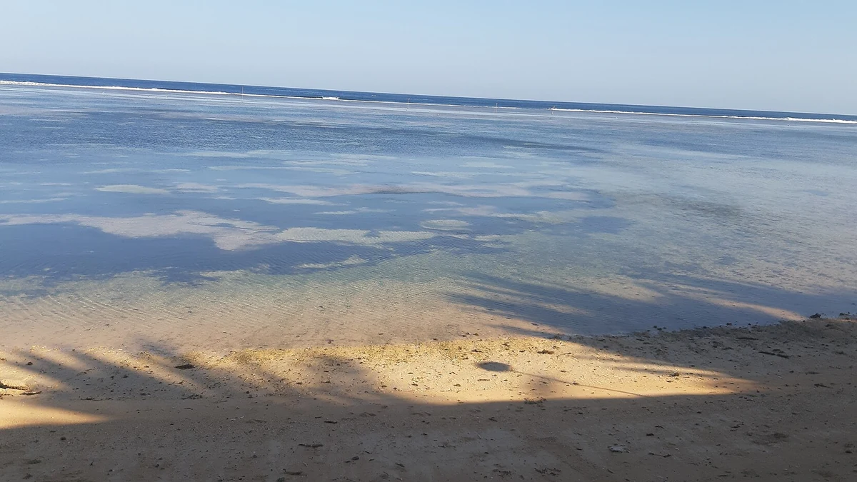 潮が引いて砂地が現れた遠浅の海岸