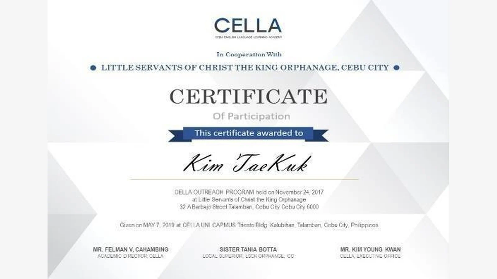 CELLA English Academy官方资料中的从机场抵达到完成入住
