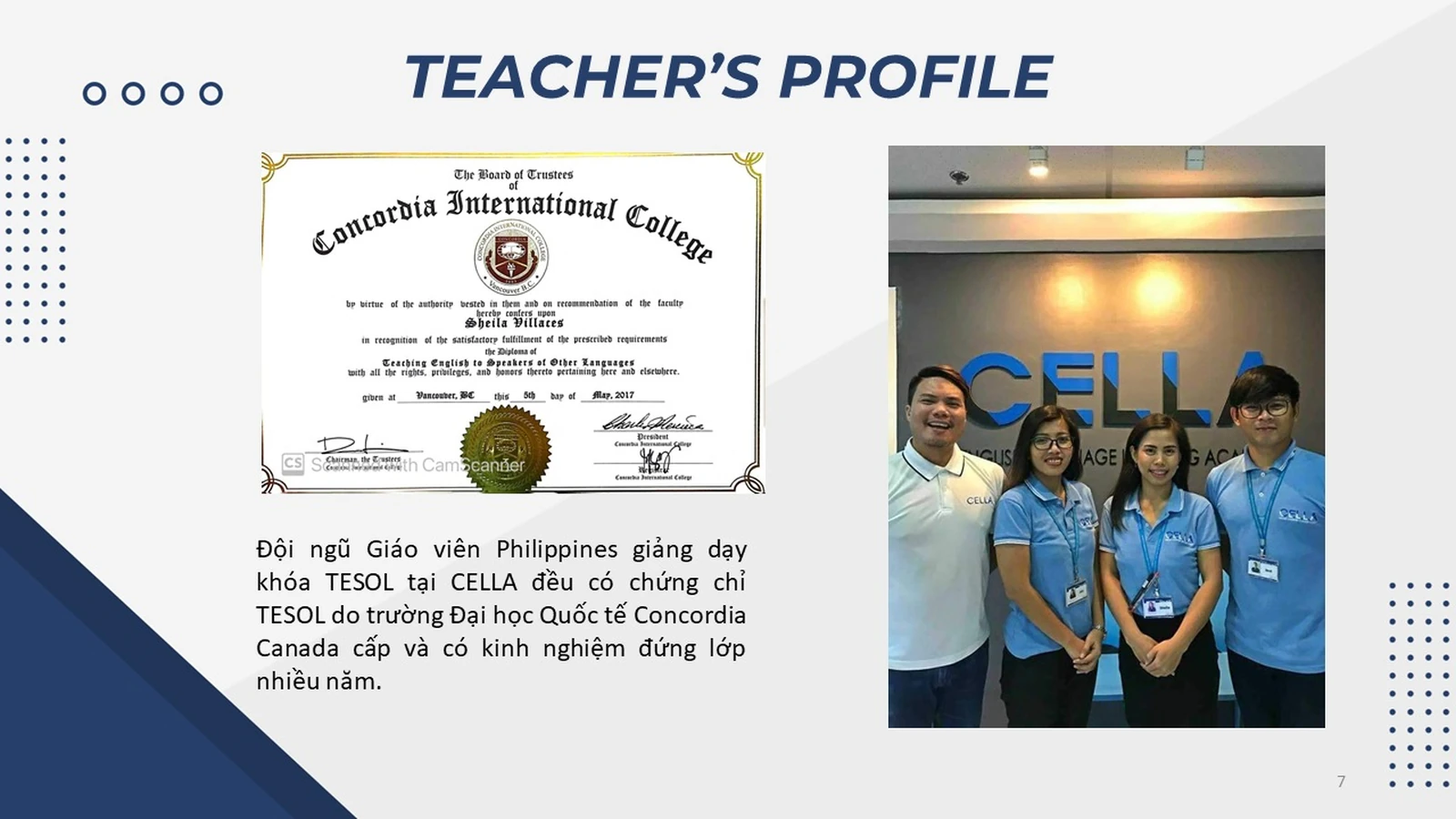 CELLA English Academy官方资料中的学生咨询或工作人员场景