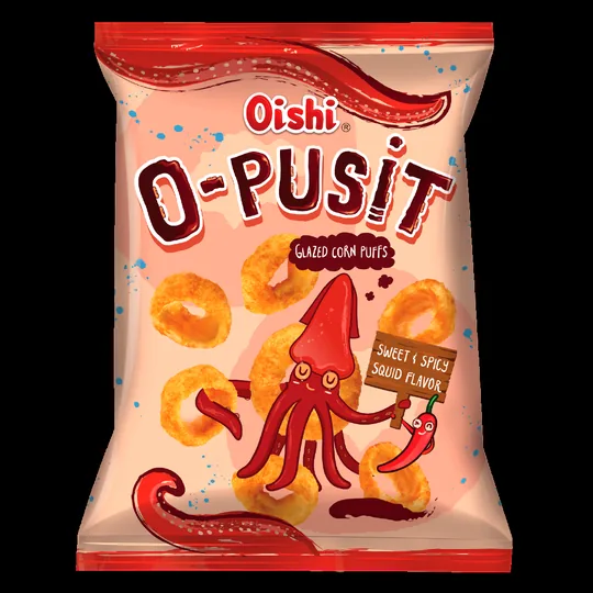 Oishi O-Pusit零食的商品包装