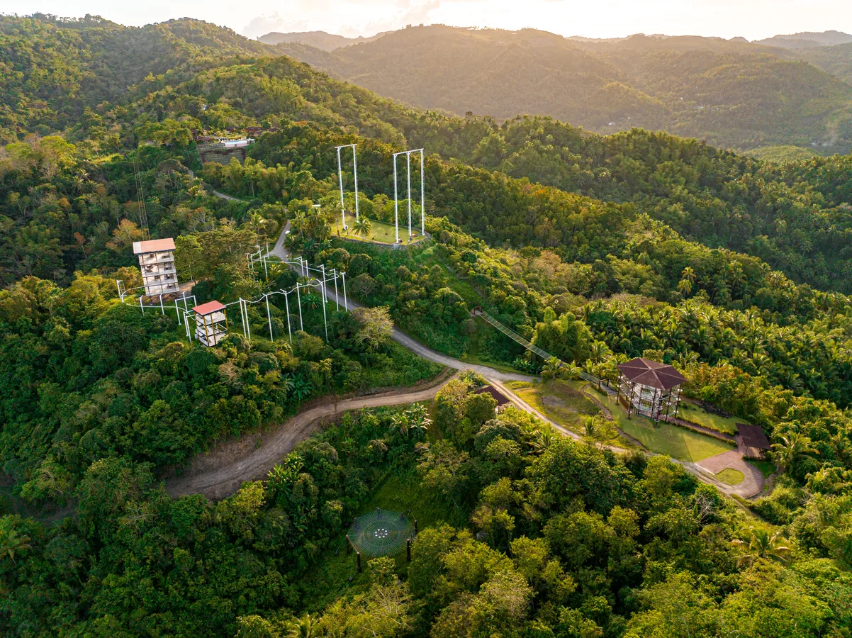 从上方观察Cebu Safari园区及周围山地,园内不同区域之间需要预留移动时间