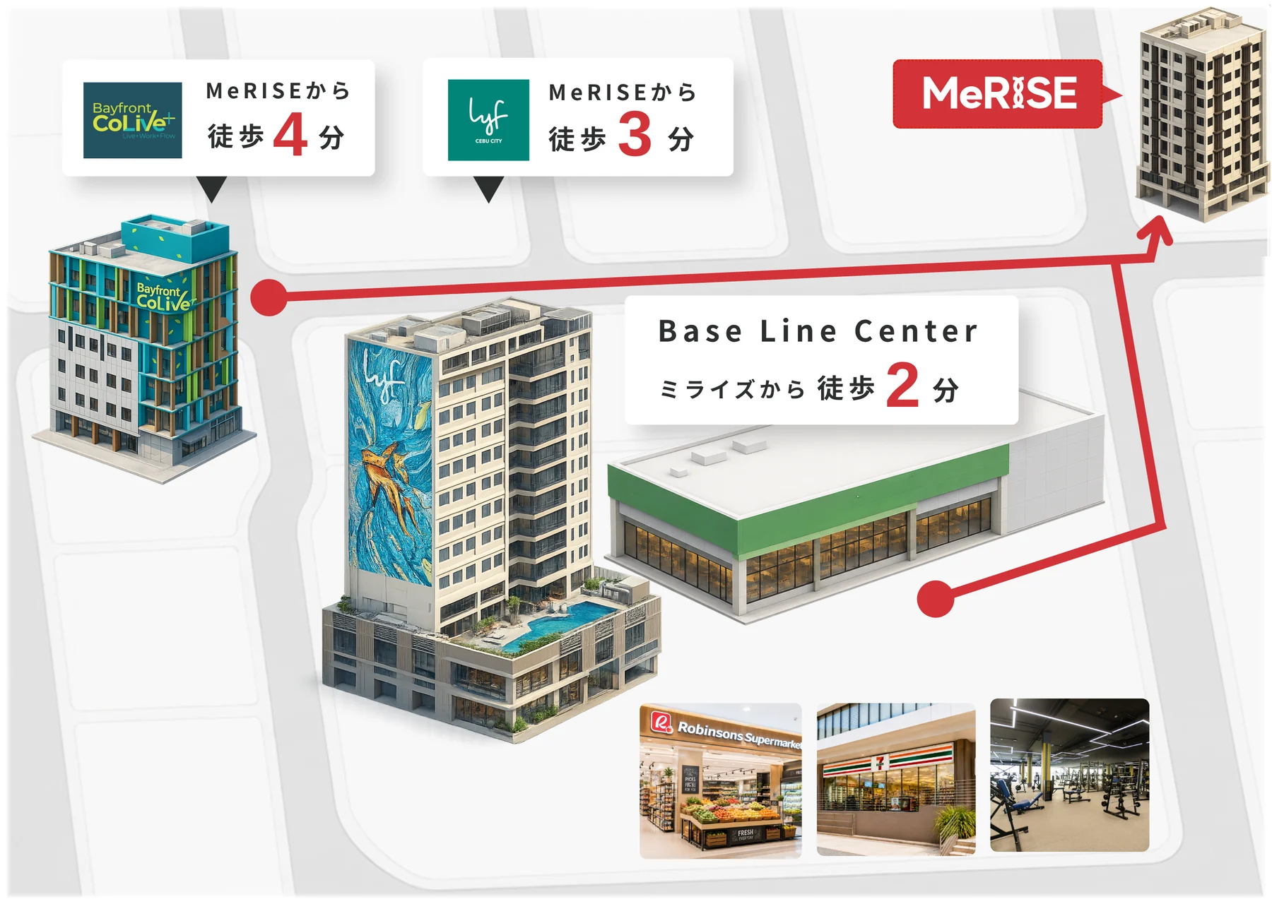 MeRISE校舍与关联服务地点示意