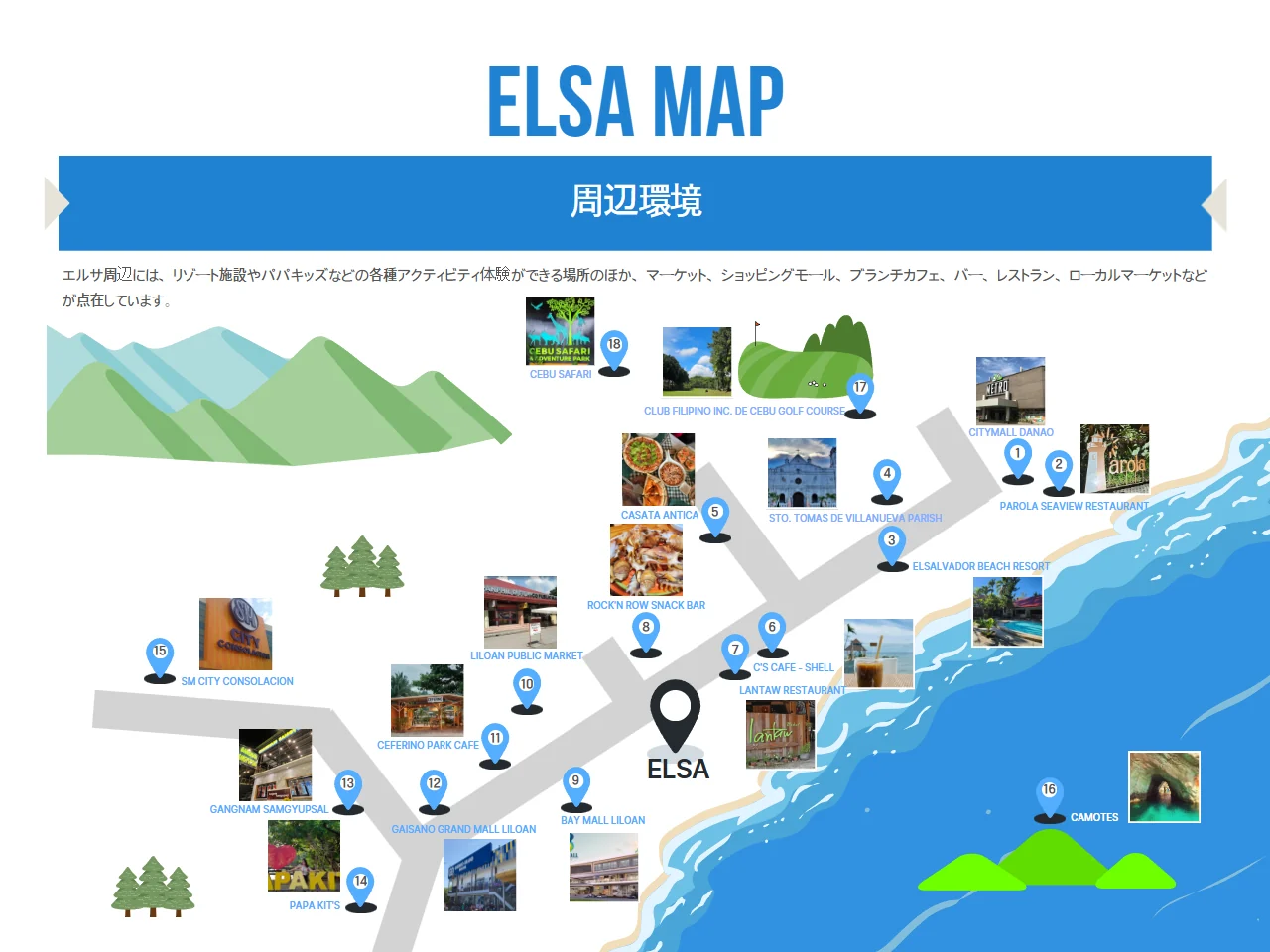 ELSA与宿务周边设施位置图